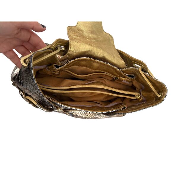 Jimmy Choo Python Tulita Shoulder Bag Metallic Gold/Silver (USA Customers Only) - Picture 3 of 12